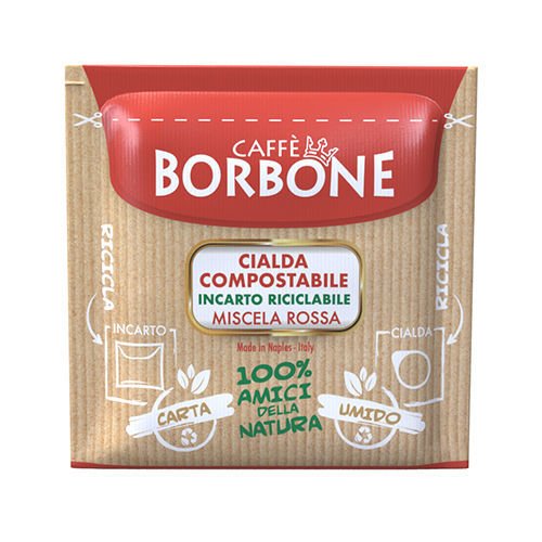 50 cápsulas compostables en mezcla Borbone Papel café rojo