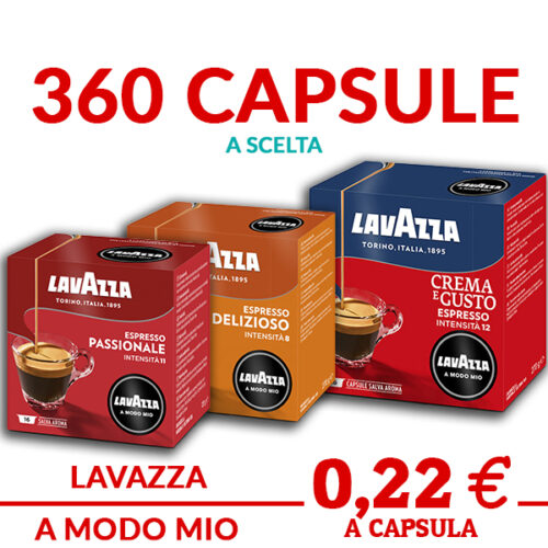 360 capsules in 10 packs of 36 chosen from the best Lavazza qualities for the A MODO MIO machine with free shipping, promos and offers on cialdeweb.it