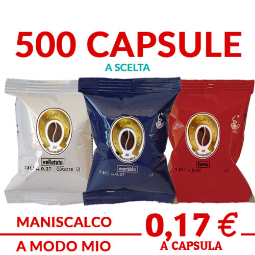 500 Capsule compatibili su macchine e sistemi A Modo Mio caffè del Maniscalco con trasporto gratuito promo ed offerte su cialdeweb.it