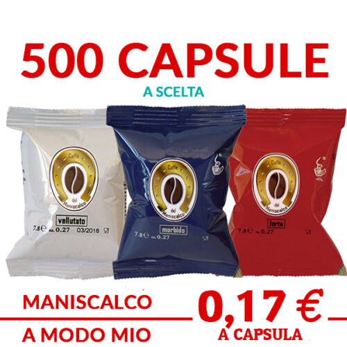 500 Capsules compatible with Maniscalco's A Modo Mio coffee machines and systems with free shipping, promos and offers on cialdeweb.it