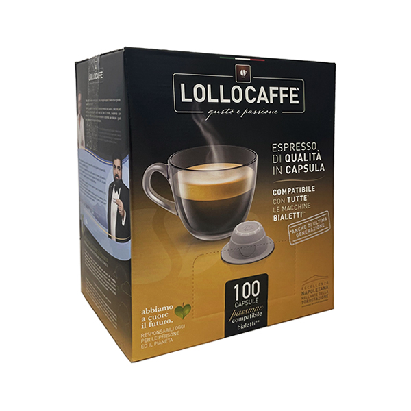 100 capsule LOLLO miscela NERA compatibile Bialetti