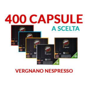 400 capsule a scelta caffè vergnano COMPOSTABILI tra miscela cremoso, napoli, intenso, arabica e decaf capsula compatibile con sistemi nespresso promo ed offerte su cialdeweb.it