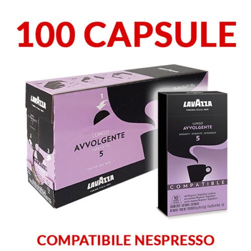100 capsule caffè Lavazza Lungo Avvolgente compatibili Nespresso