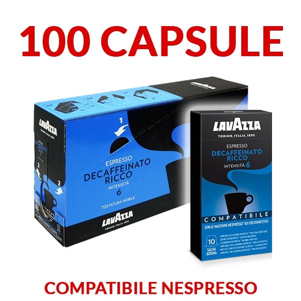 100 capsule caffè Lavazza Decaffeinato compatibili Nespresso