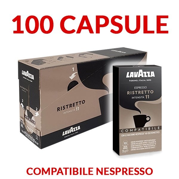 100 capsule caffè Lavazza Ristretto compatibili Nespresso