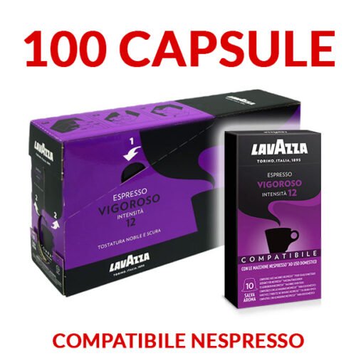 100 capsule caffè Lavazza Vigoroso compatibili Nespresso