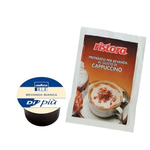 50 cialde latte LavAzza Blue + Cappuccino Ristora