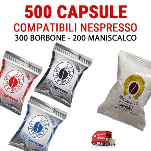 500 Capsule compatibili Nespresso Borbone e Maniscalco 89 euro