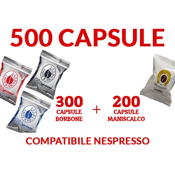 500 Capsule compatibili Nespresso Borbone e Maniscalco 89 euro