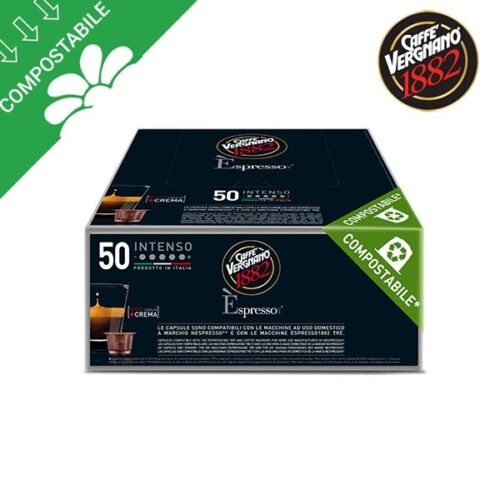 50 Vergnano INTENSO compostable capsules for Nespresso