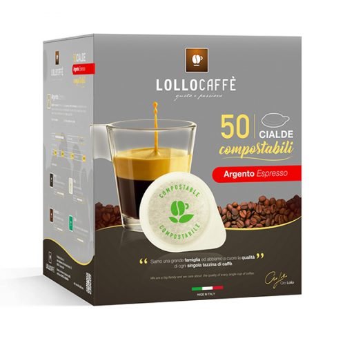 dosettes de café lollo en papier argenté