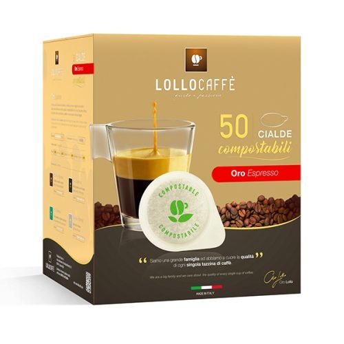 lollo coffee pods in gold paper paper