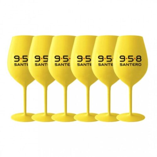 6 yellow colored Santero goblets