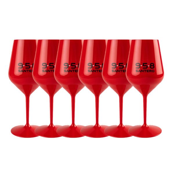 6 Copas de Prosecco Espumoso Coctail Rojo Santero de Colores