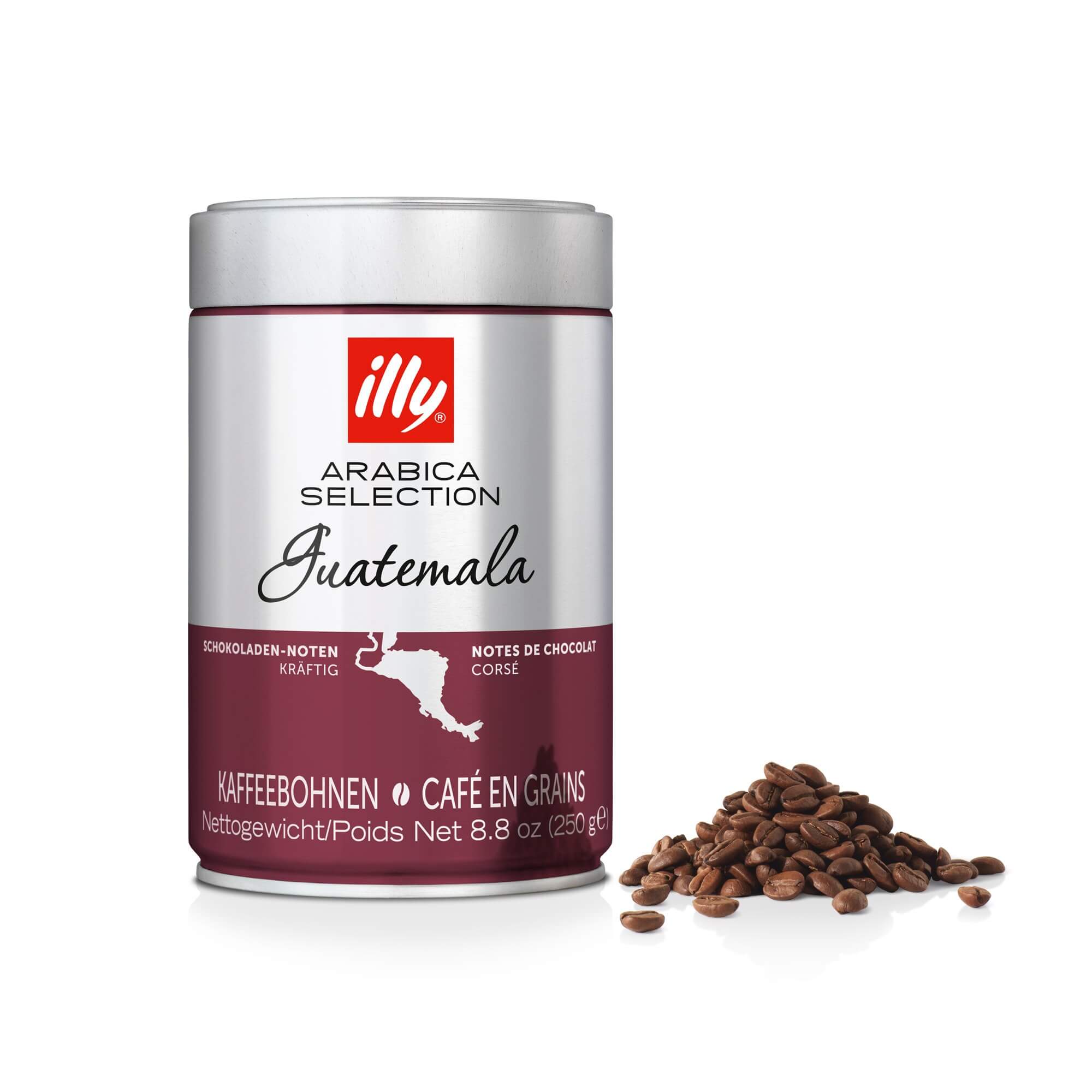 Caffe' in grani macinato Illy miscela Arabica Guatemala barattolo da 250 gr
