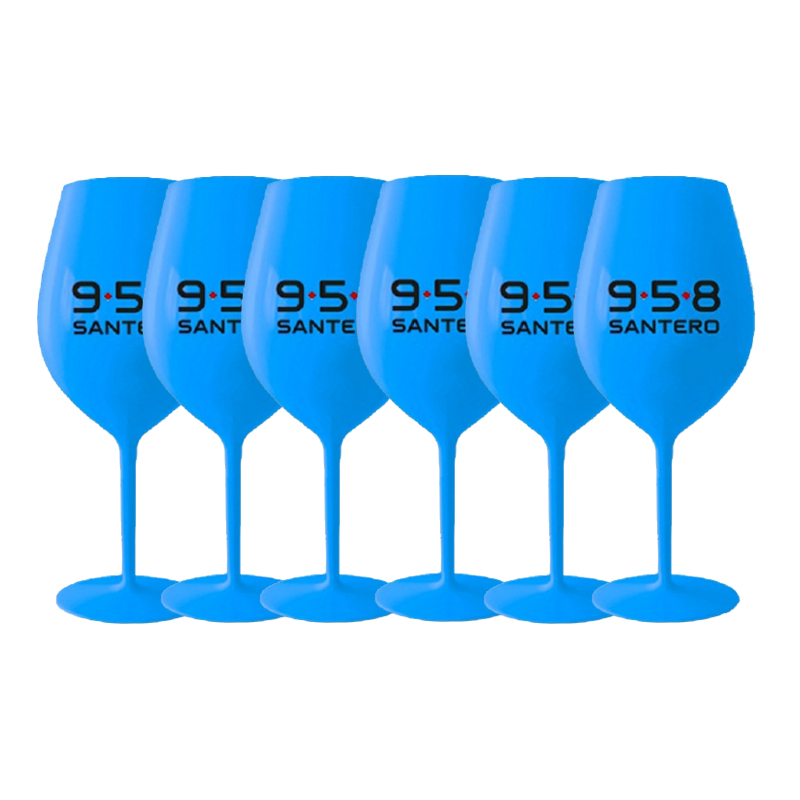 6 Calici Santero colorati BLU Cocktail Spumante Prosecco