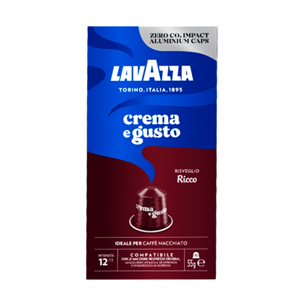 10 capsule alluminio CREMA E GUSTO RICCO Lavazza compatibile Nespresso 