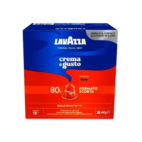 80 aluminum capsules CREMA E GUSTO STRONG Lavazza compatible Nespresso Buy promotions and offers on the website www.cialdeweb.it!