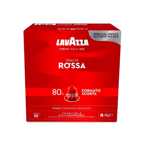 80 cápsulas de aluminio de CALIDAD ROJA Lavazza compatibles con Nespresso ¡Compre promociones y ofertas en el sitio web www.cialdeweb.it!