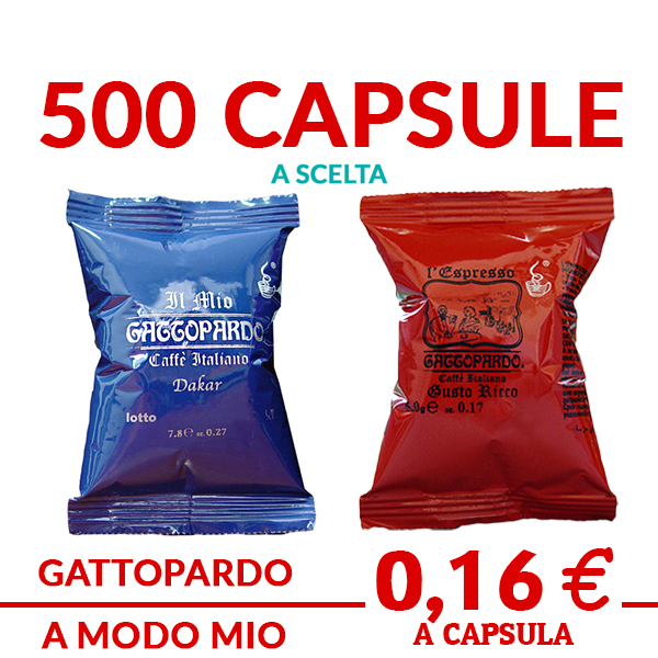 500 capsule a scelta tra cialde Gattopardo DAKAR E miscela RICCO compatibile A Modo Mio prezzo promo ed offerte su cialdeweb.it