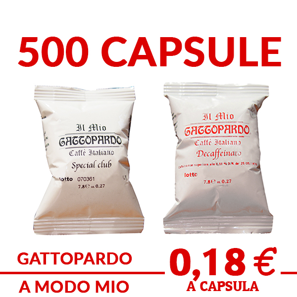 Gattopardo compatibile A Modo Mio 500 capsule a scelta tra special club e dek decaffeinato promo ed offerte su cialdeweb.it