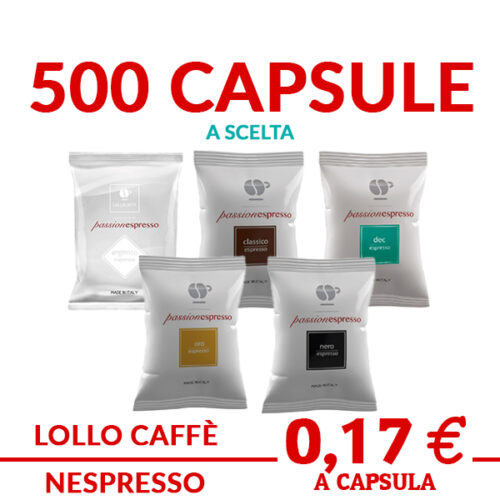 Lollo Nespresso-kompatibler Kaffee 500 Kapseln zur Auswahl zwischen goldenen, entkoffeinierten, klassischen schwarzen und silbernen Werbeaktionen und Angeboten auf cialdeweb.it