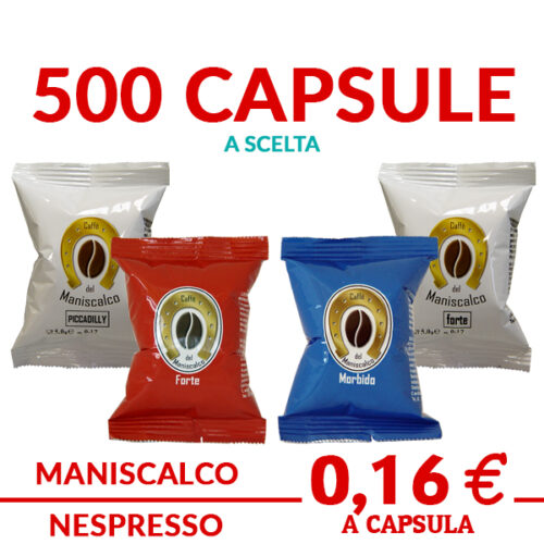 caffè del maniscalco compatibile Nespresso 500 capsule a scelta tra piccadilly forte morbida e vellutata promo ed offerte su cialdeweb.it
