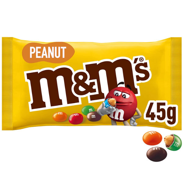 Délicieux paquet de cacahuètes enrobées de chocolat M&M's 45gr