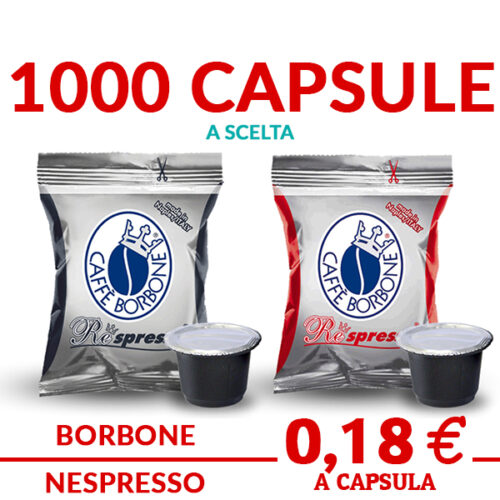 1000 capsule caffè RESPRESSO BORBONE A SCELTA TRA miscela ROSSA E MISCELA NERA compatibili con sistemi NESPRESSO promo ed offerte su cialdeweb.it