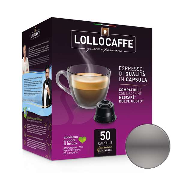 50 Capsules Lollo Caffè Mélange d'Argent Compatible Dolce Gusto