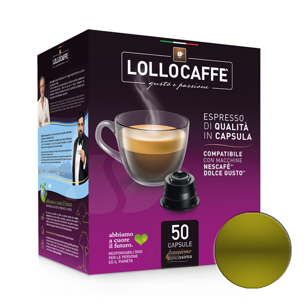 50 Capsule Lollo Caffè Miscela oro Compatibile Dolce Gusto