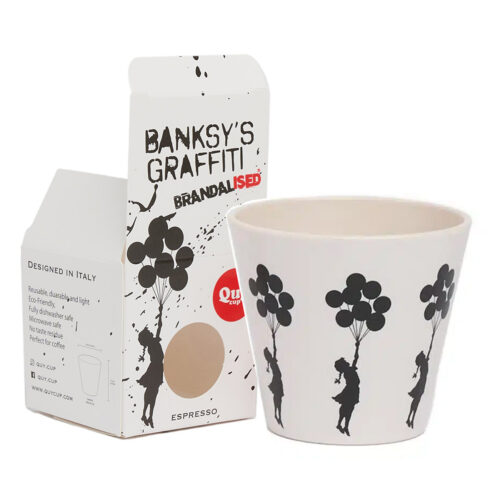 FLYING BALLOONS GIRL BY BANKSY - Taza de diseño ecológico en plástico reciclado - sólo en cialdeweb.it cápsulas monodosis máquinas de café y accesorios