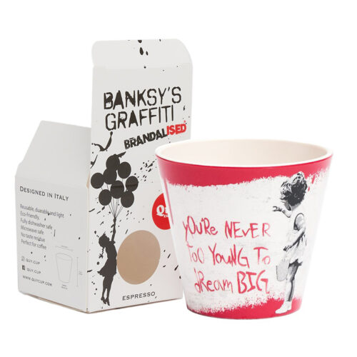 DREAM BIG BY BANKSY - Eco design cup in recycled plastic - only on cialdeweb.it capsules pods coffee machines and accessories