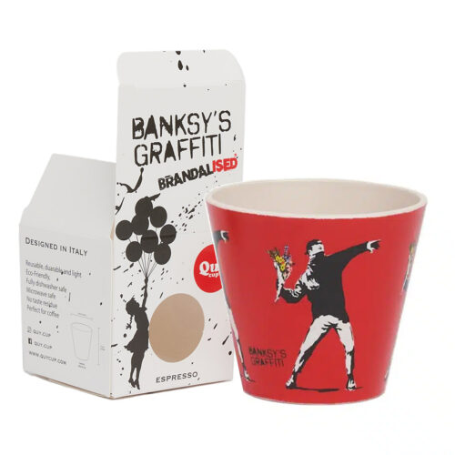 EL LANZADOR DE FLORES DE BANKSY - Taza de diseño ecológico en plástico reciclado - sólo en cialdeweb.it cápsulas monodosis máquinas de café y accesorios